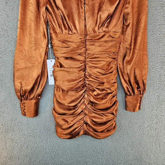 Rony Kobo Womens Orange Rust Carissa Mini Cocktail Club Dress Sz Xs Party FLAWS - Picture 12 of 15